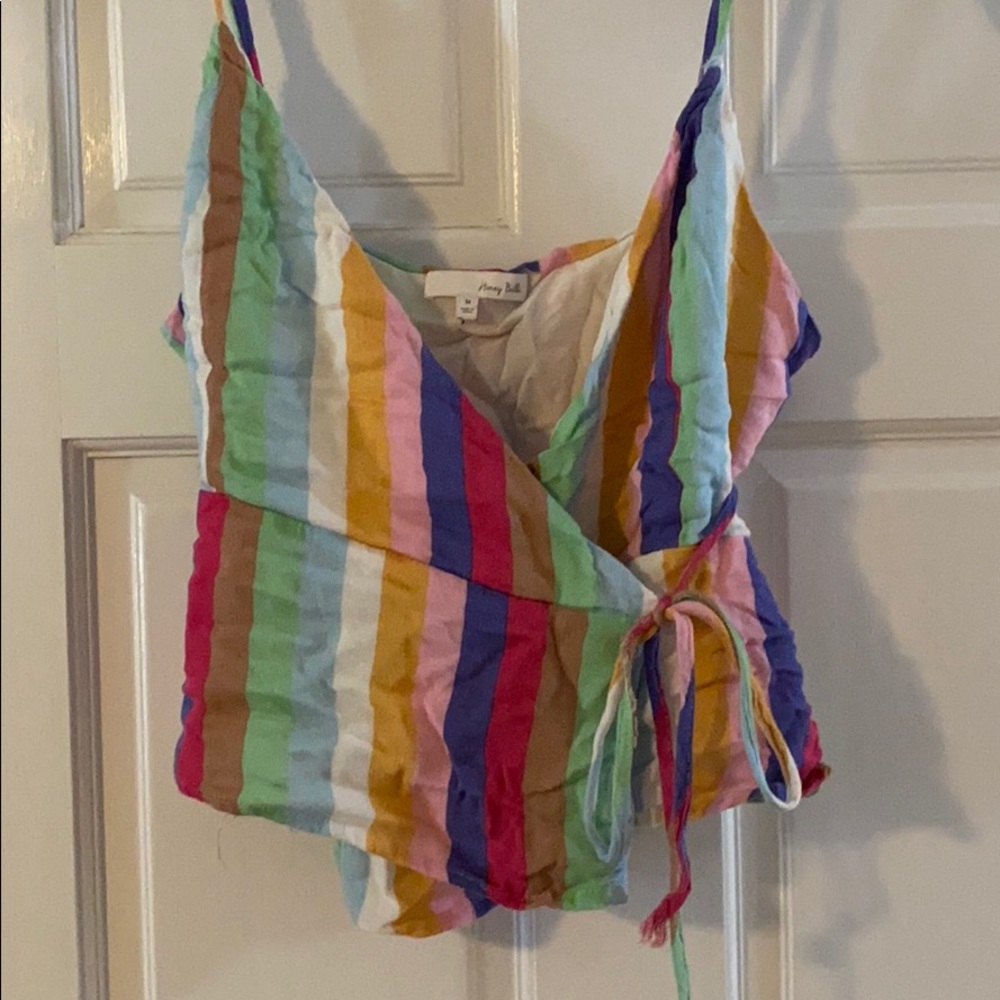 striped tie crop top